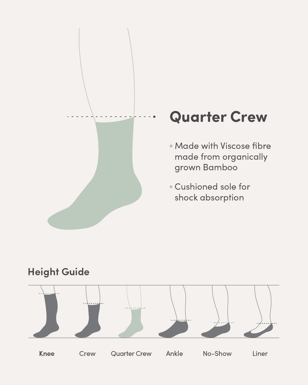 Cushioned Quarter Crew Socks - Black