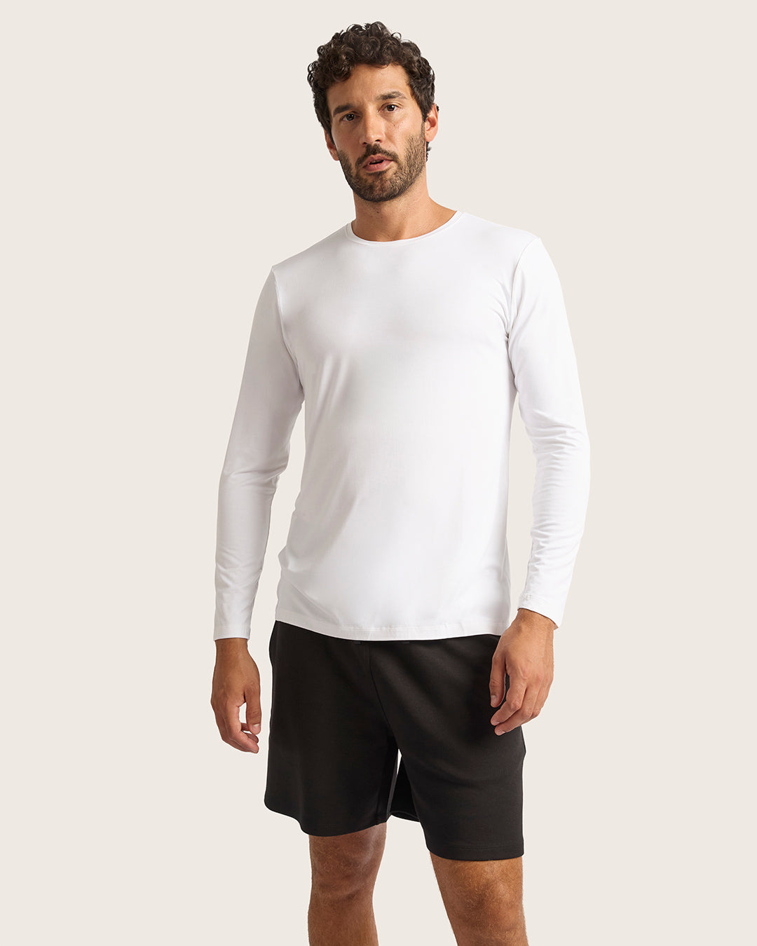 Men's Base Layer Long Sleeve Crew Neck T-Shirt - White