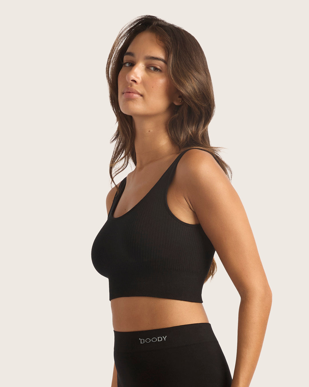 Ribbed Seamfree Crop-Black
