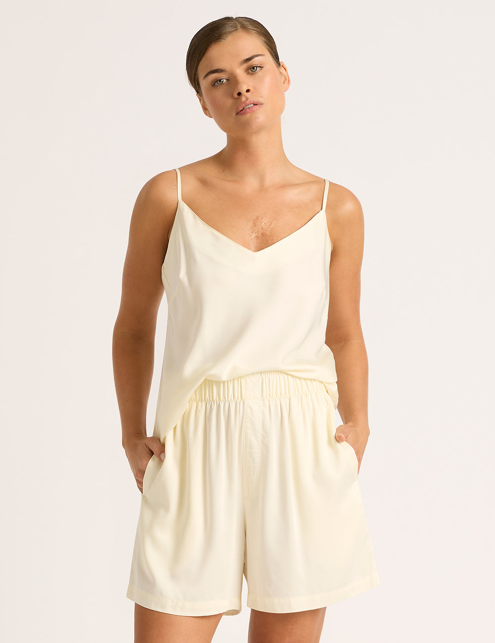 Vegan Silk Shorts - Pearl