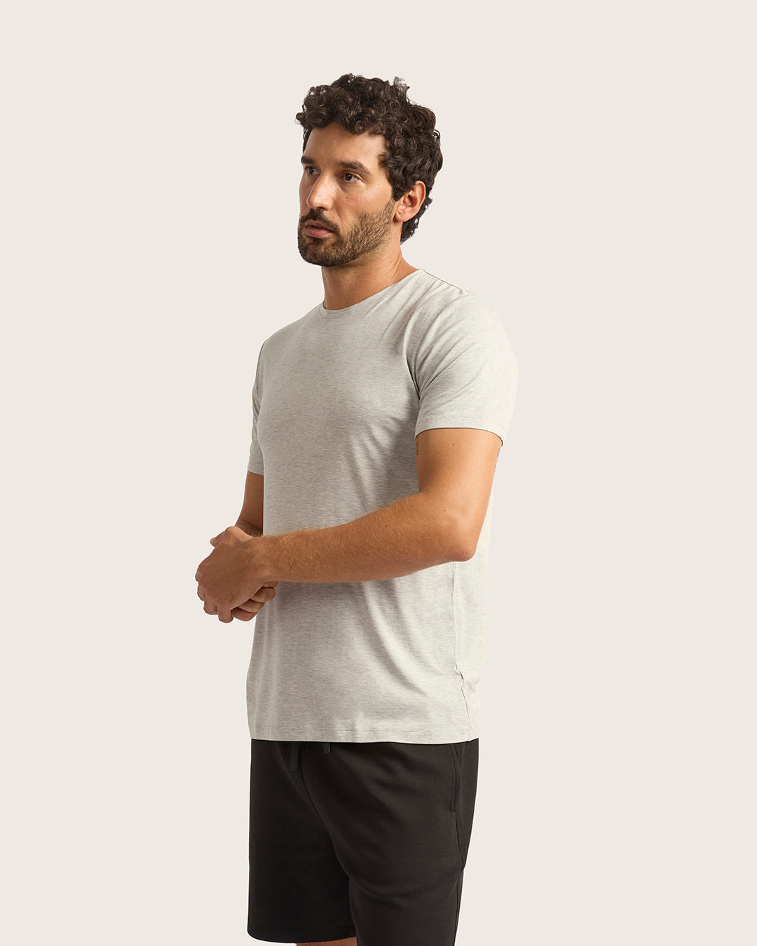 Men's Base Layer Crew Neck T-Shirt - Light Grey Marl