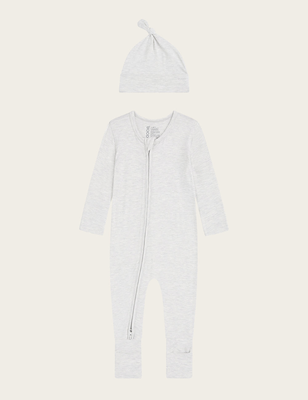 Set Giftbox - Baby Long Sleeve Romper & Knotted Beanie - Heather Grey