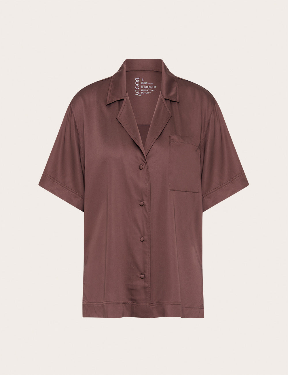Vegan Silk Short Sleeve Shirt - Garnet