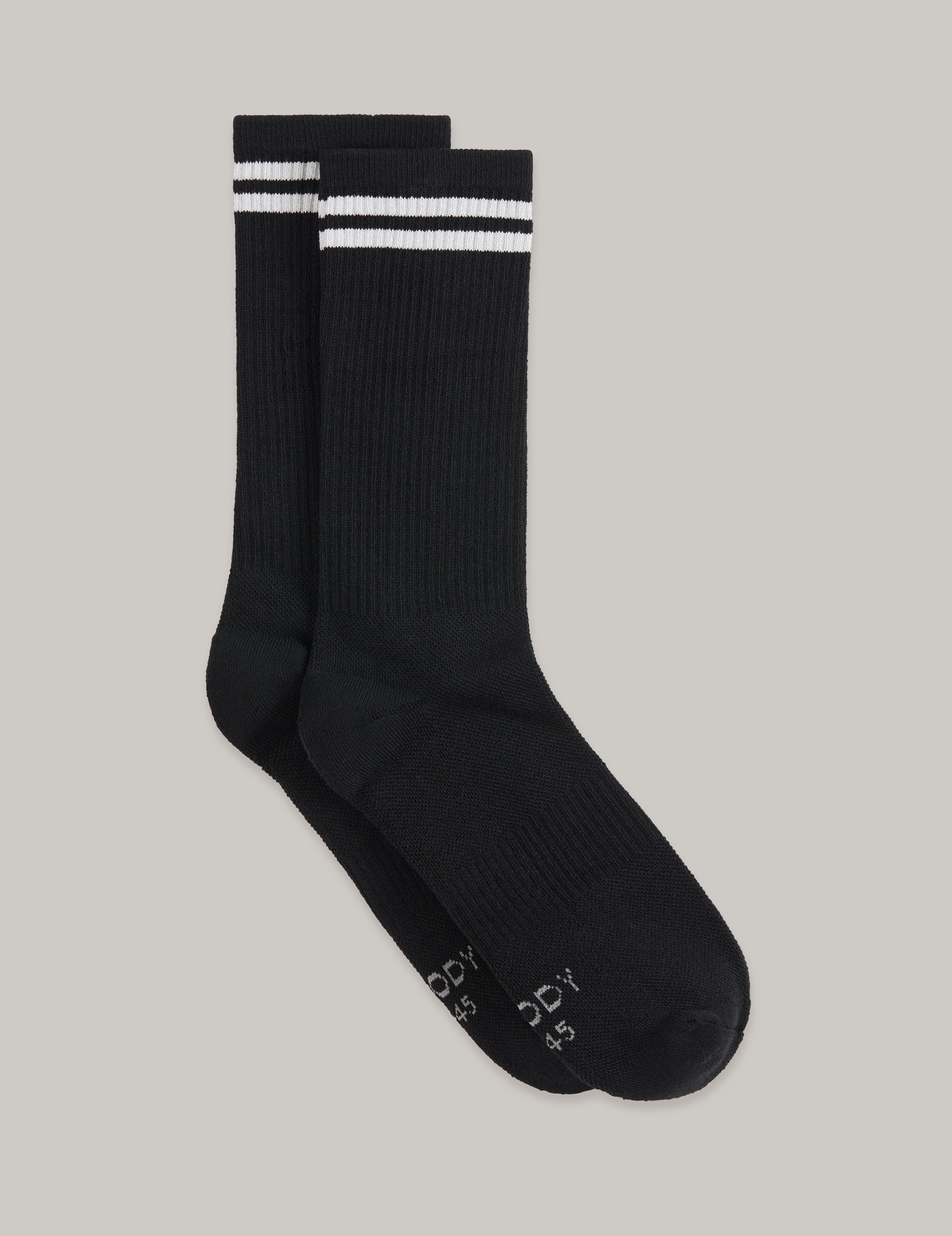 Striped Cushioned Crew Socks - Black/Grey