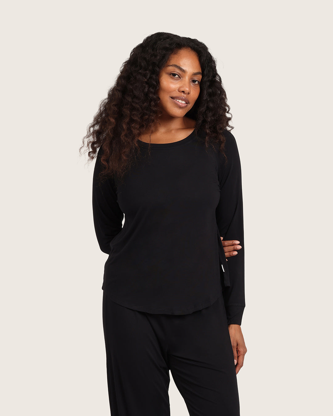 Goodnight Raglan Sleep Top - Black