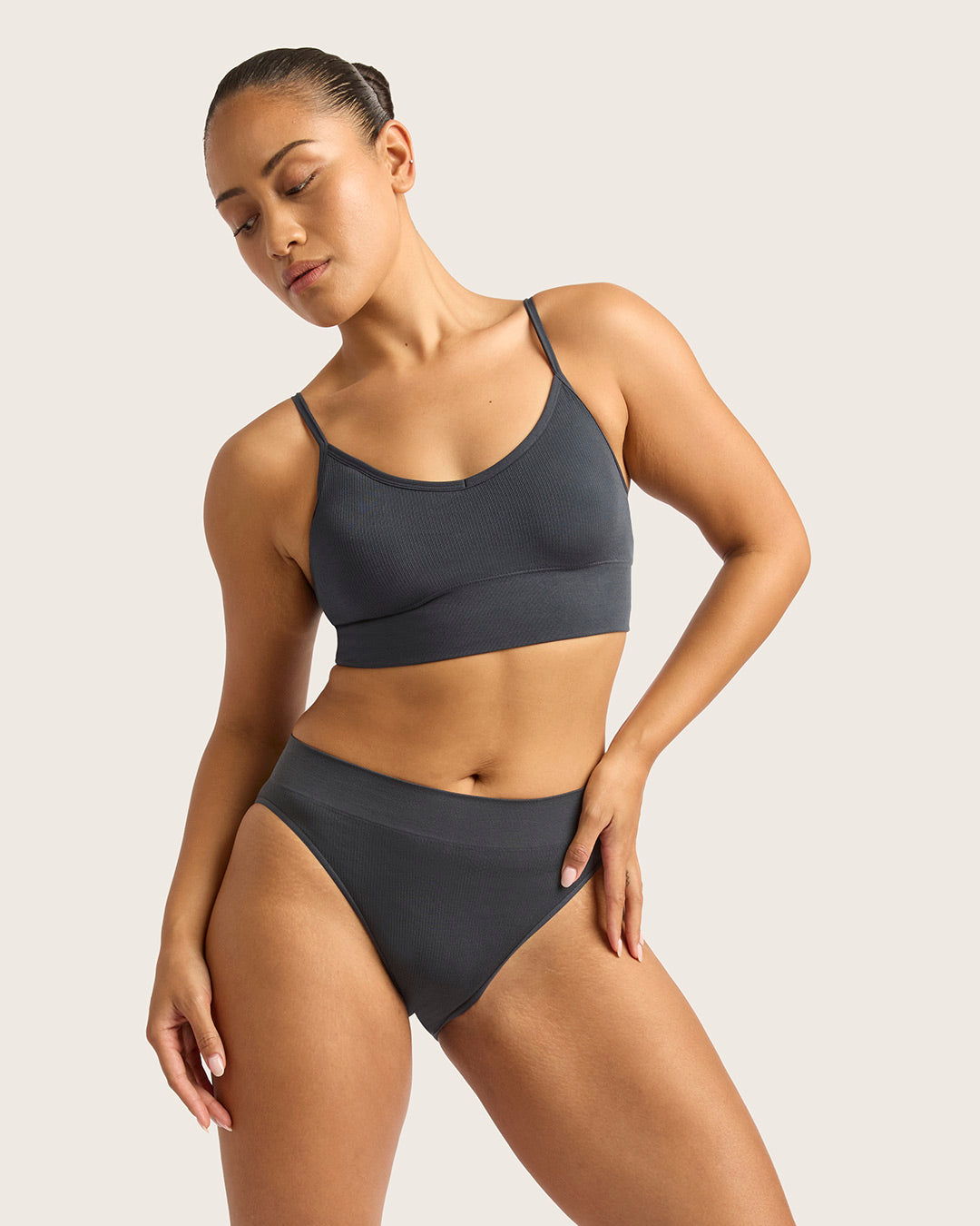 LYOLYTE Ribbed High Leg Briefs - Storm