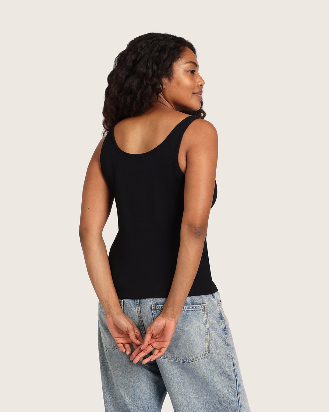 Women's Ribbed Tank Top - Black