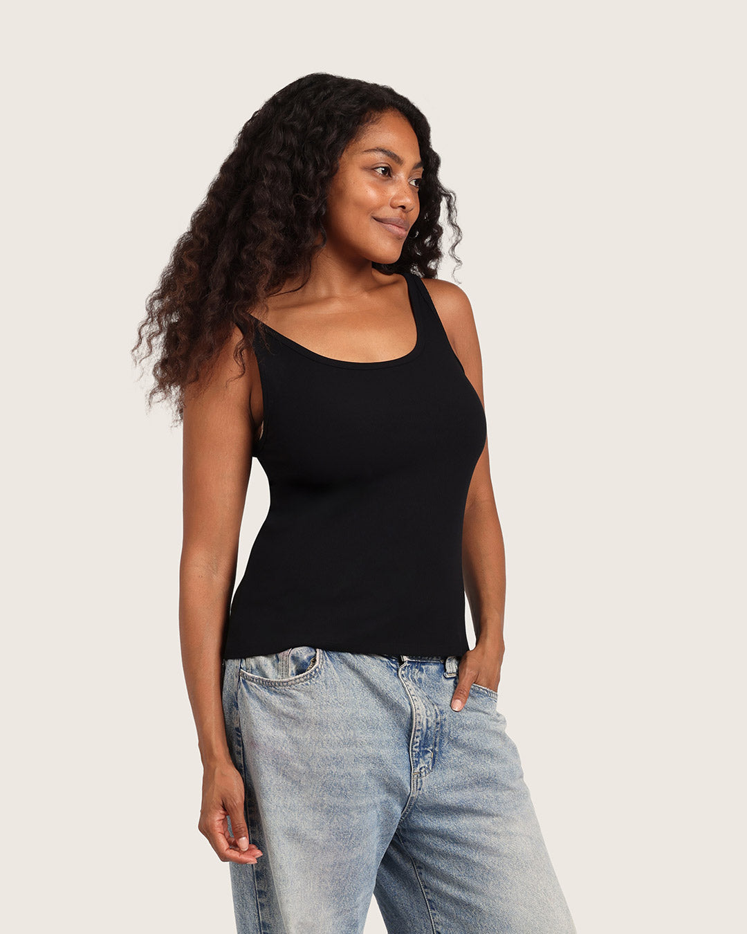 Women's Ribbed Tank Top - Black