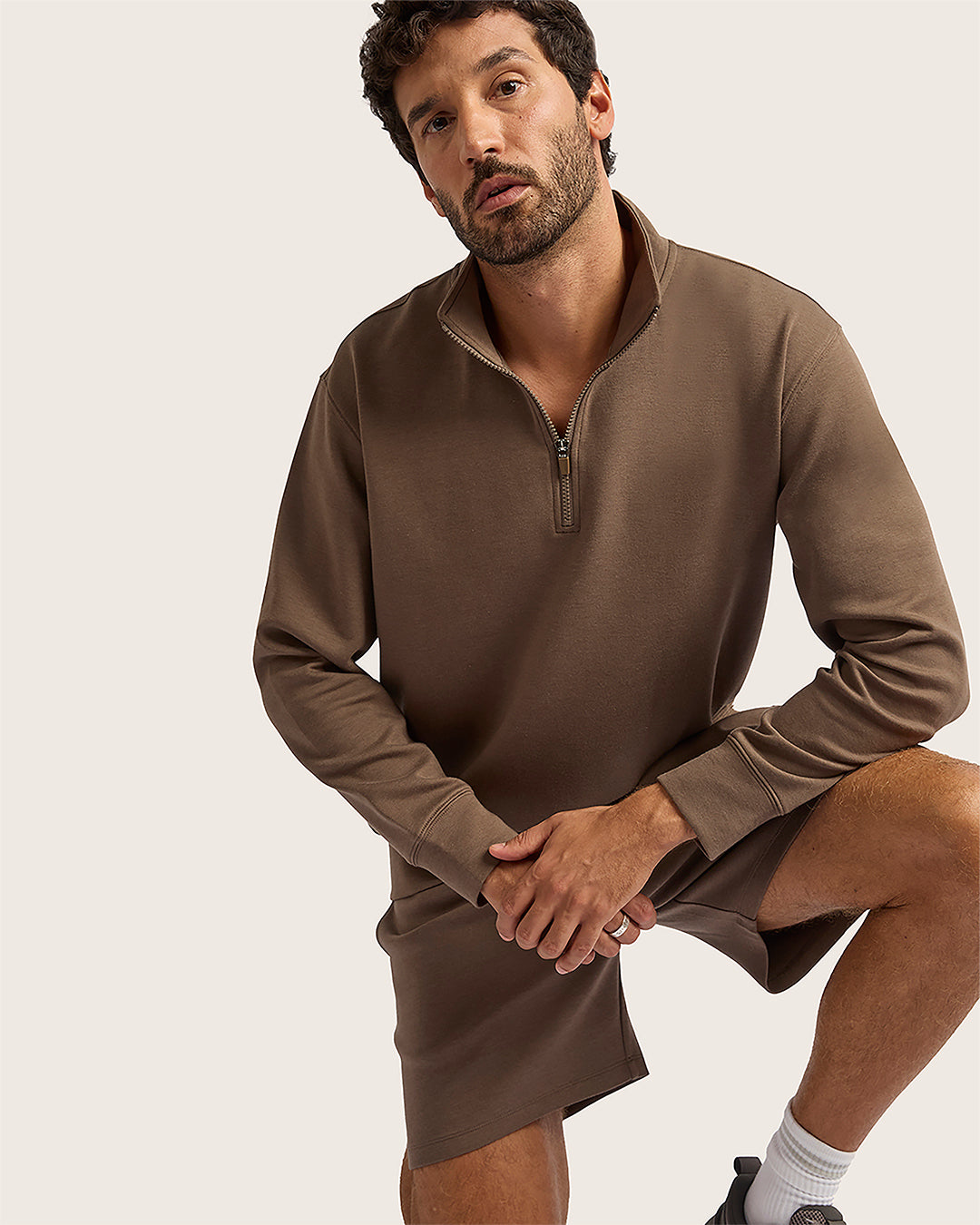 Men's Quarter Zip Sweater - Oyster