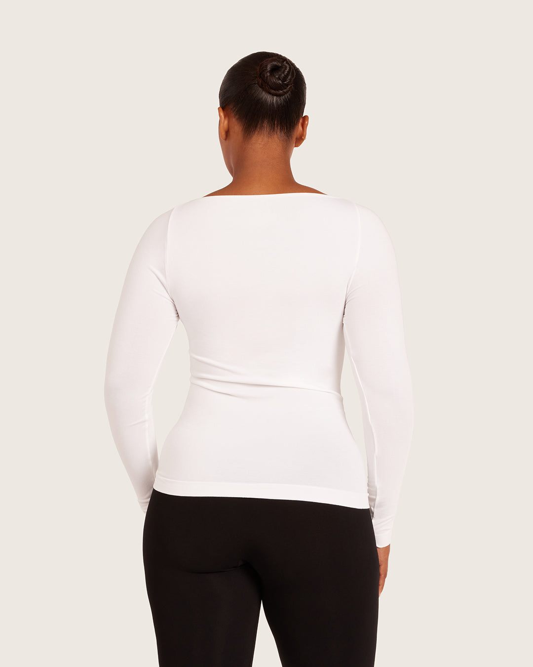 Base Layer Boatneck Long Sleeve Top - White