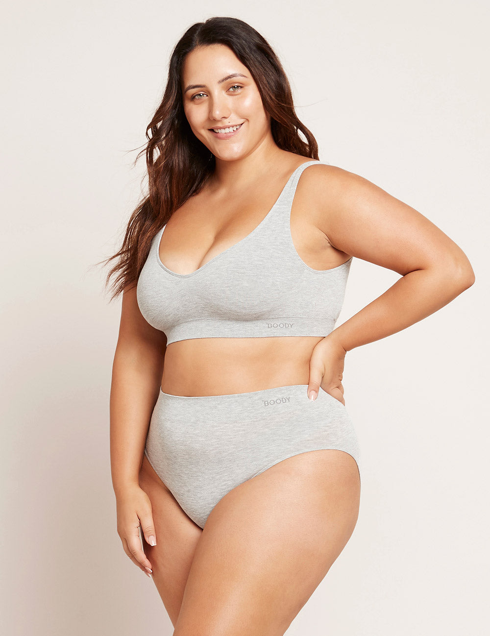 Seamfree Padded Crop Bra - Light Grey Marl