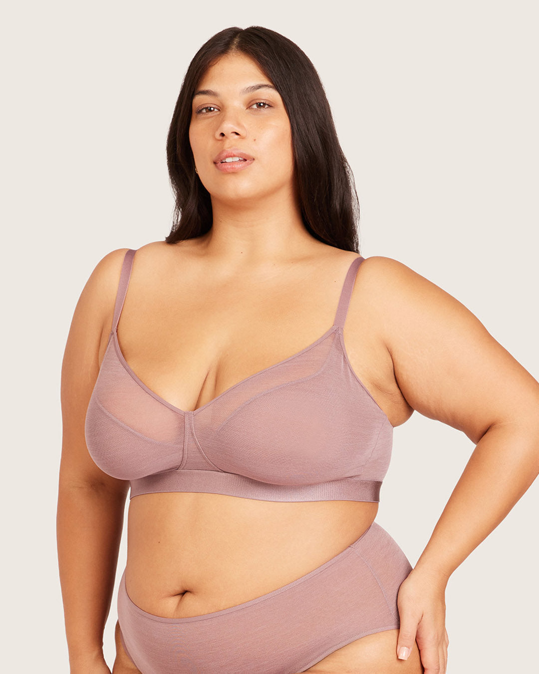 FreeMesh Full Bust Wireless Bra - Mauve