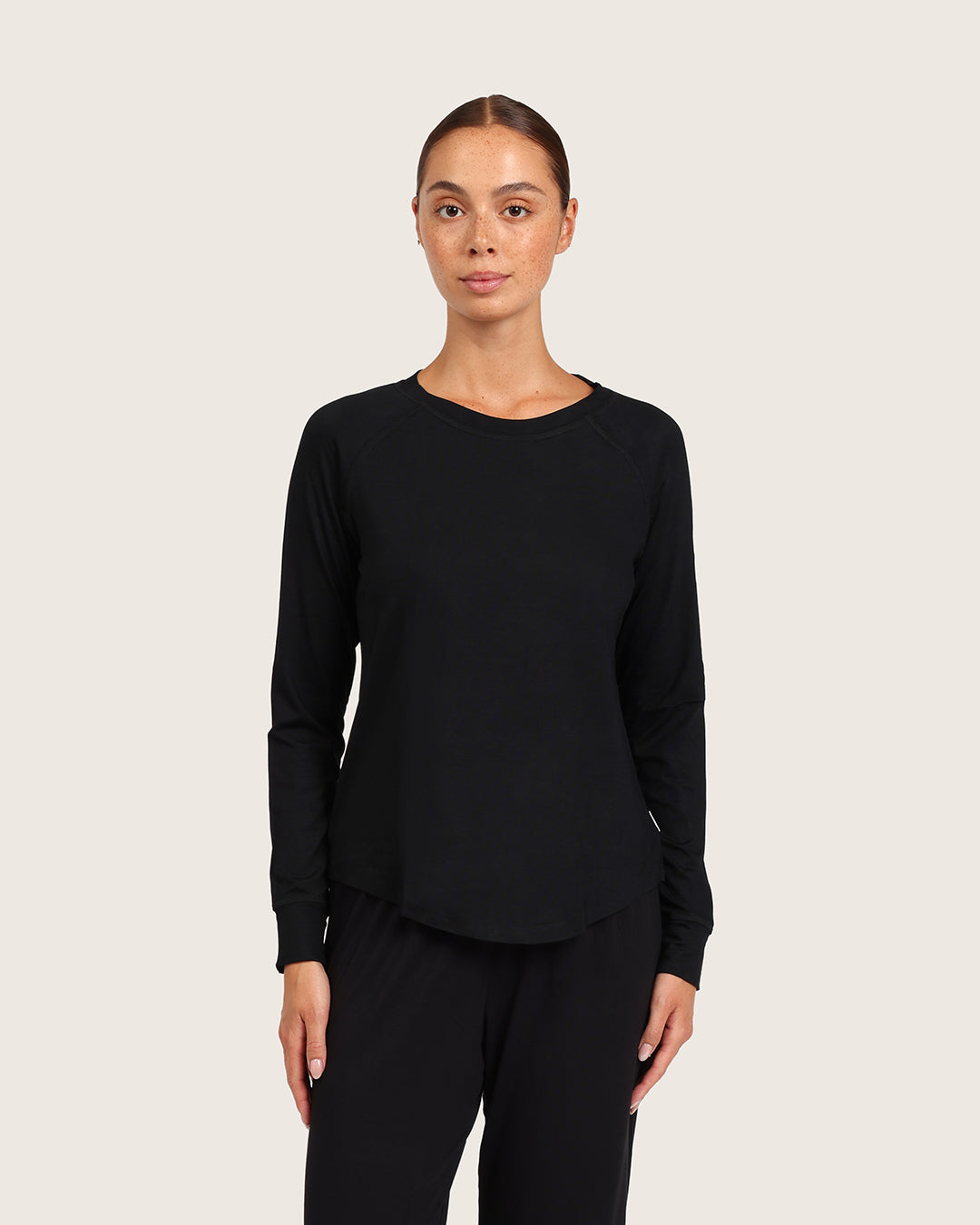 Goodnight Raglan Sleep Top - Black