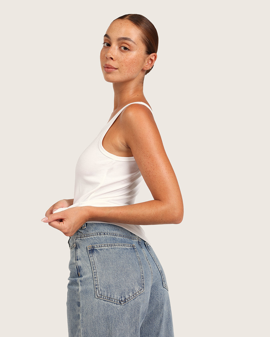 Women's Ribbed Tank Top - White