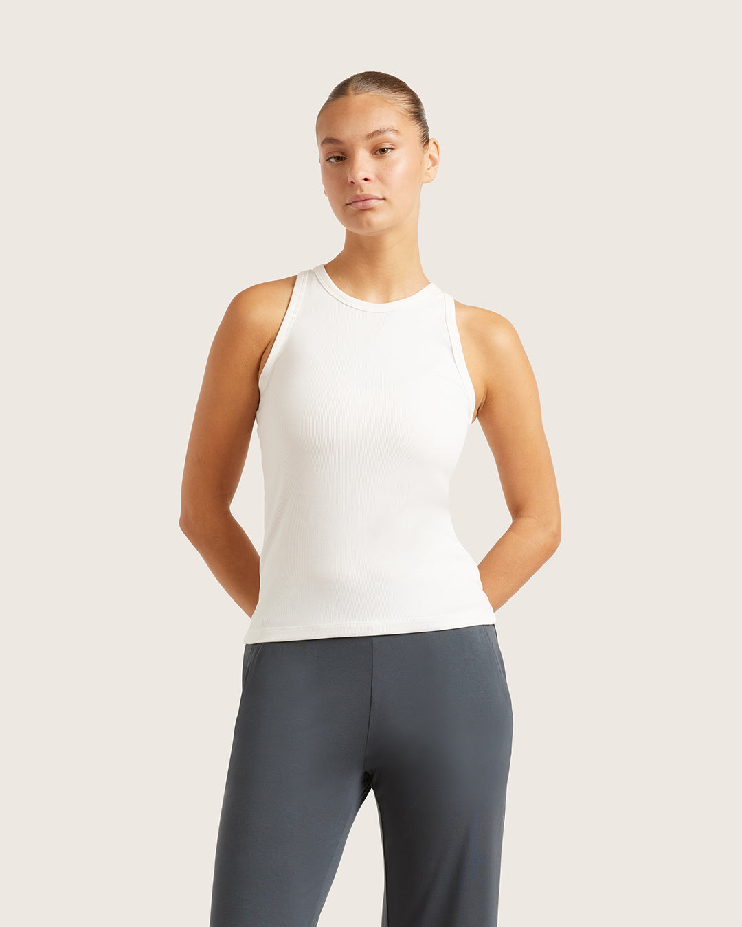Women's Ribbed Racerback Tank - White
