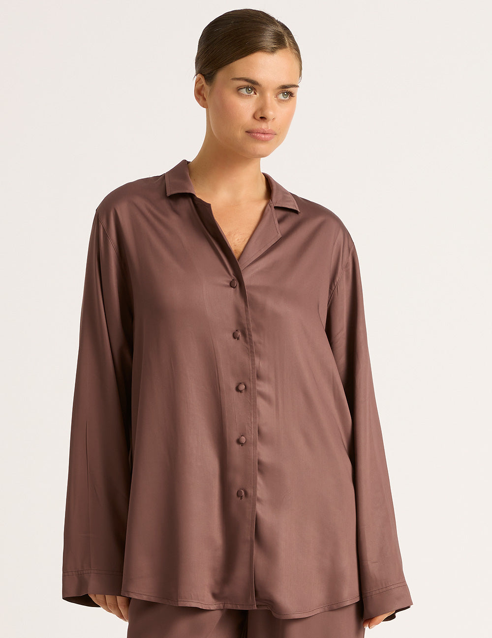 Vegan Silk Long Sleeve Shirt - Garnet