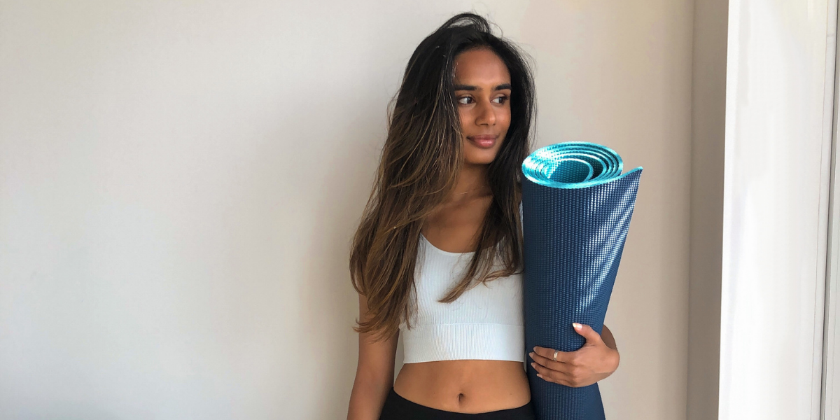 Black bamboo active racerback tank top, leggings, and sports bra 