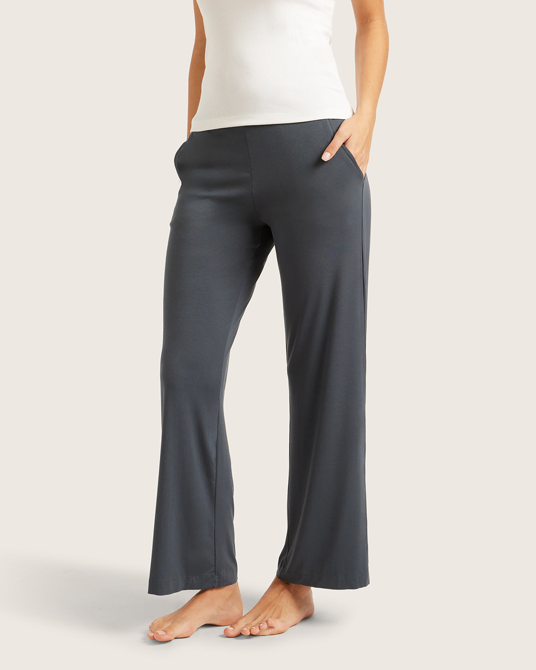 【NONCODE】Loca washed wide pants WIDE LEG WASHED EFFECT PLUSH PANTS - Anthracite grey | ZARA