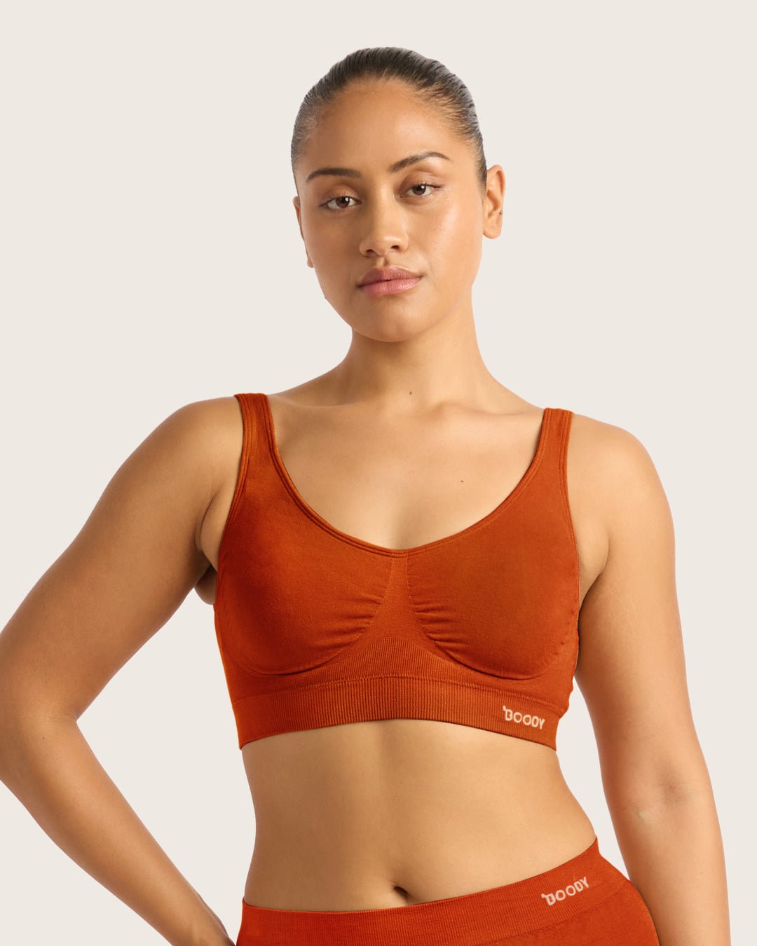Padded Shaper Crop Bra - Terracotta