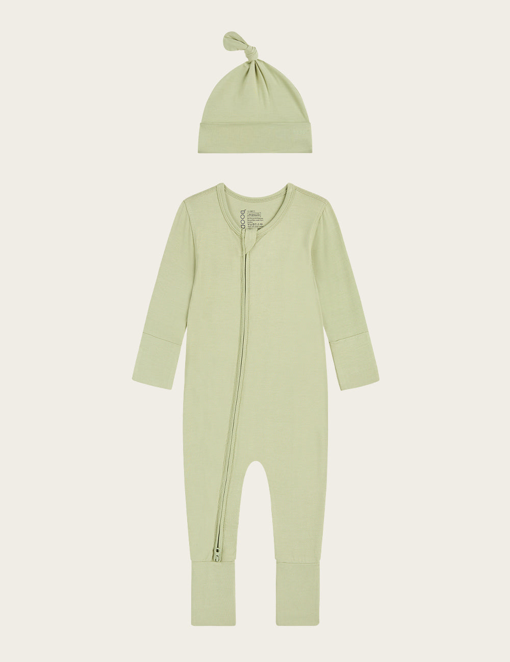 Set Giftbox - Baby Long Sleeve Romper & Knotted Beanie - Sage