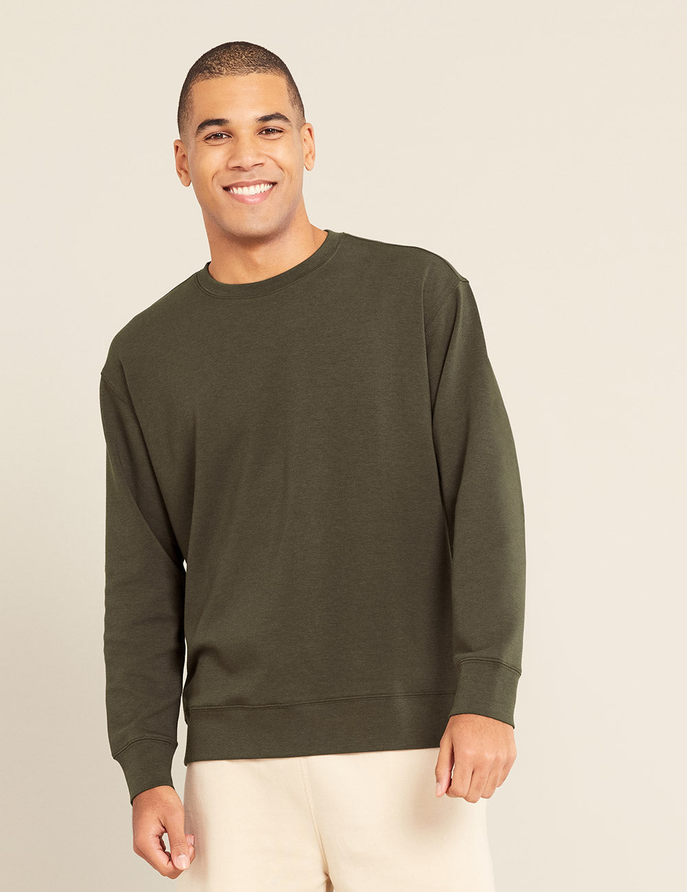 Gender-Neutral-Crew-Neck-Sweater-Dark-Olive-Male-Front.jpg