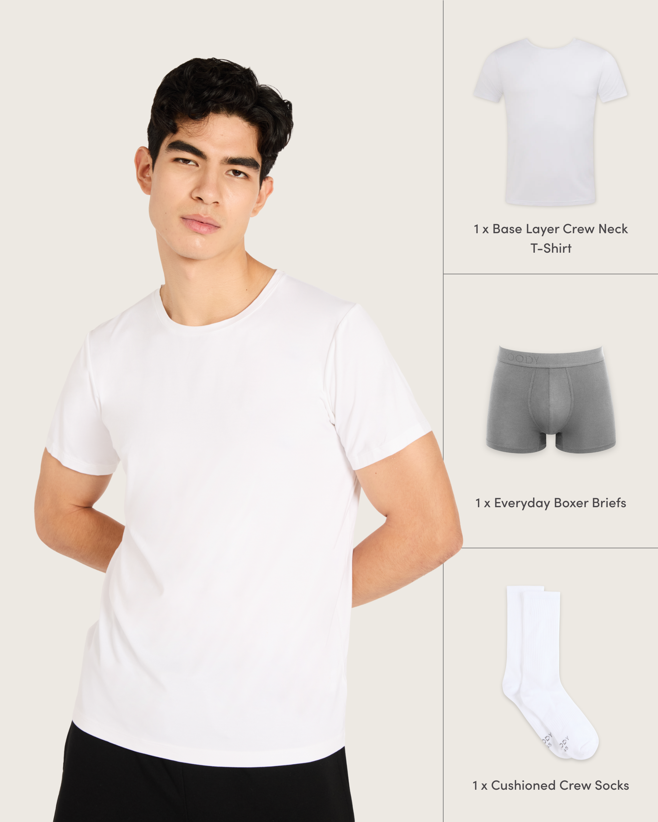 Men's Bamboo Everyday Essentials - White/Ash
