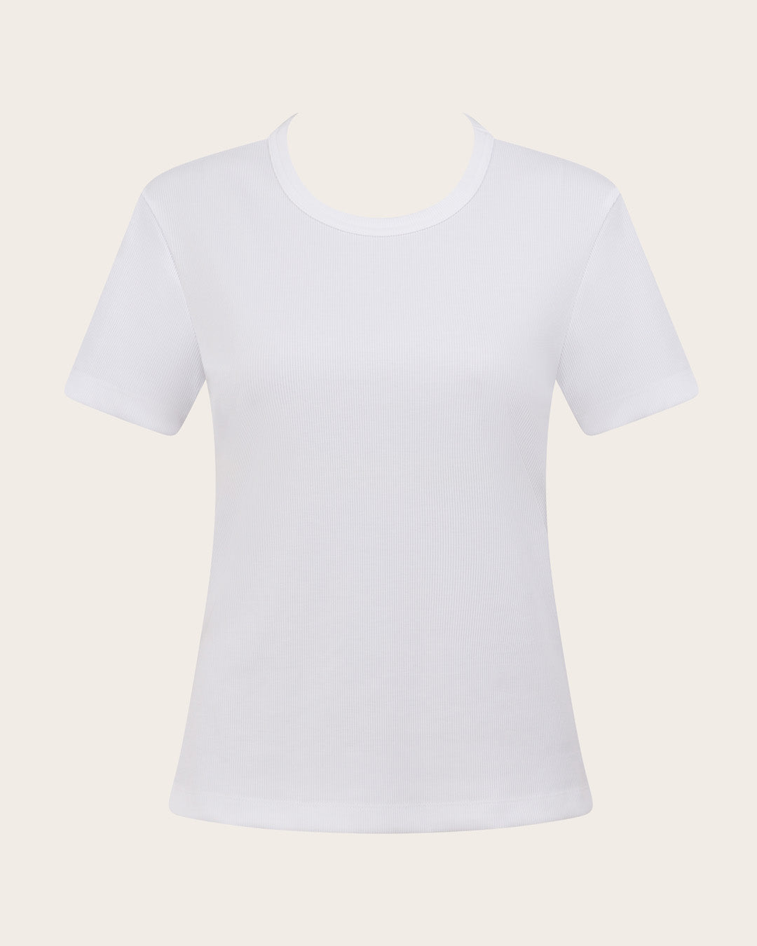 Women's Ribbed Crew Neck T-Shirt - White