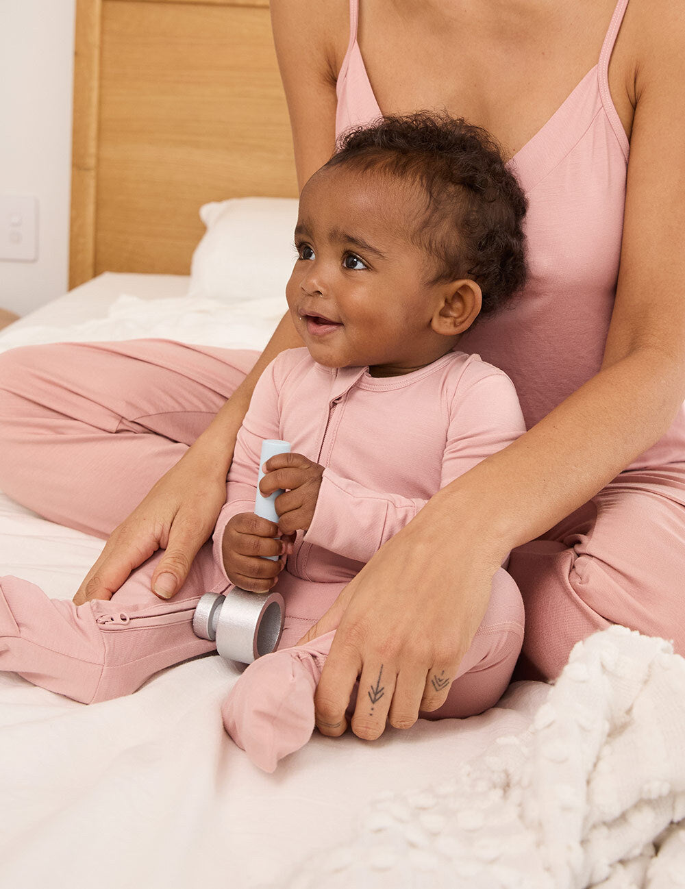 Baby Long Sleeve Romper - Dusty Pink