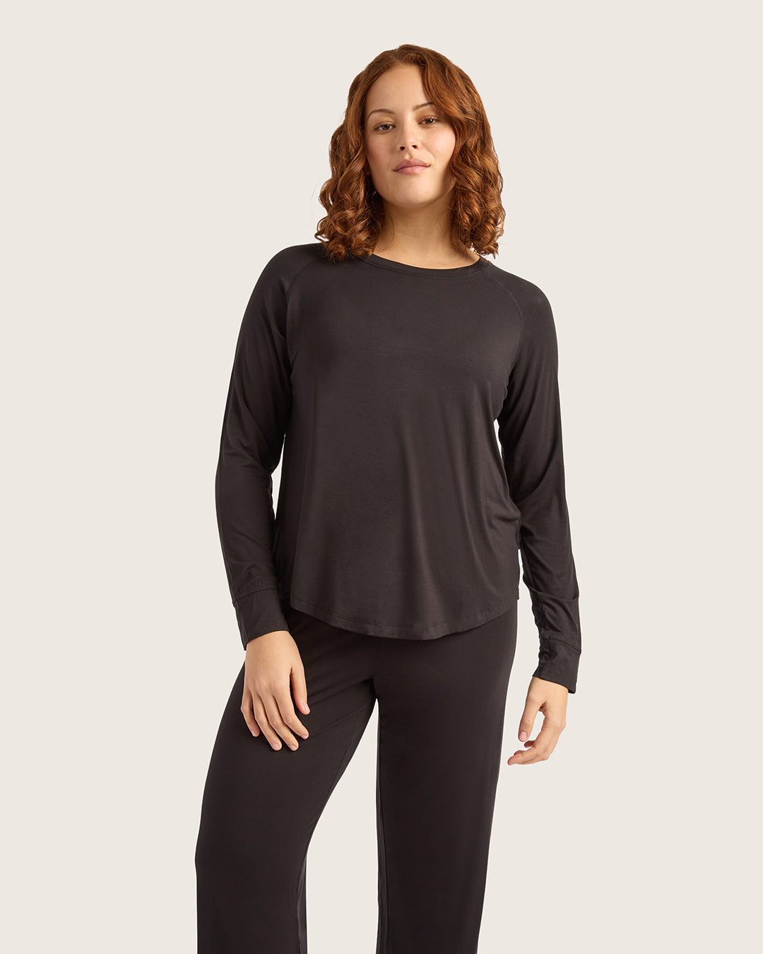 Goodnight Raglan Sleep Top - Black