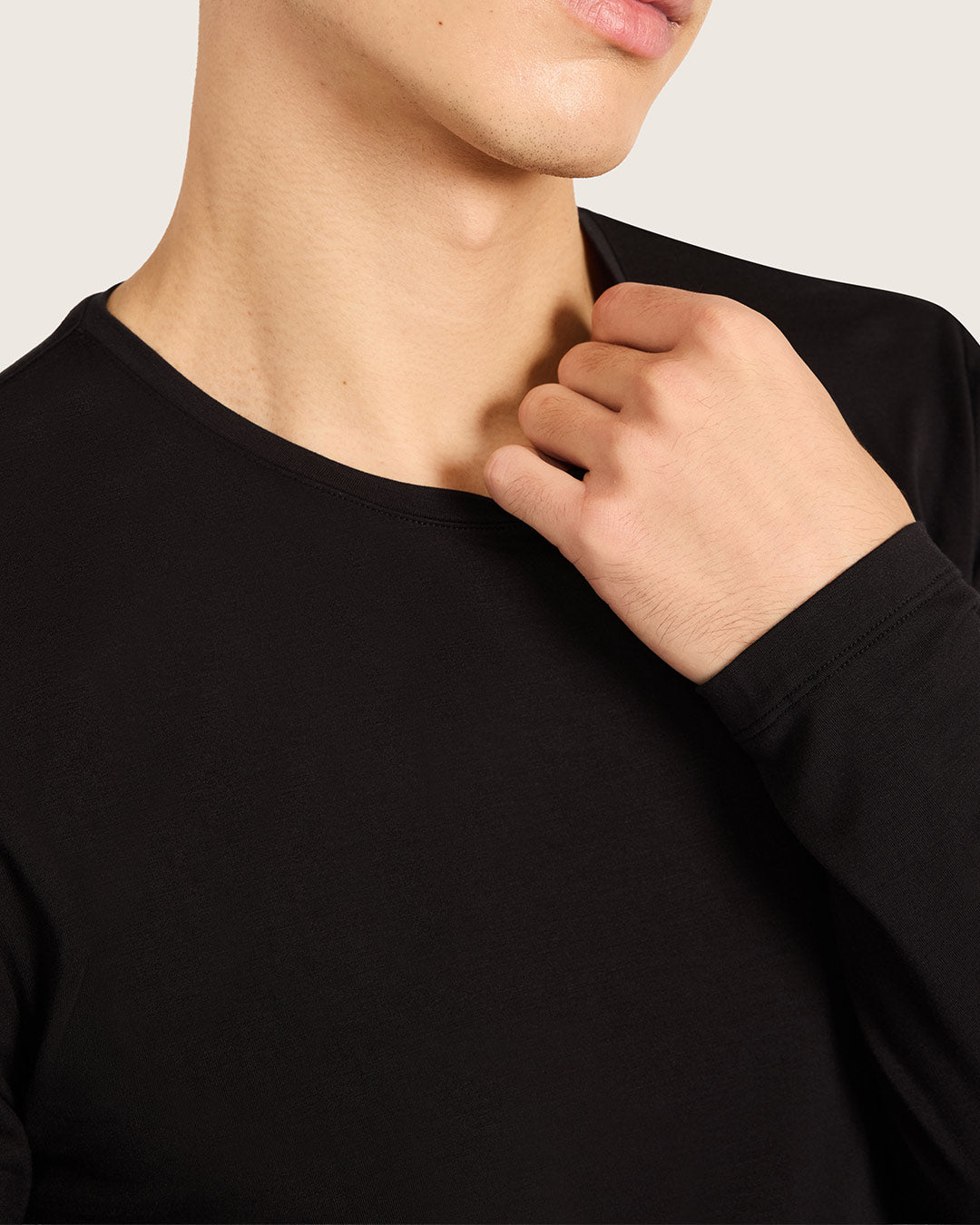 Men's Base Layer Long Sleeve Crew Neck T-Shirt - Black