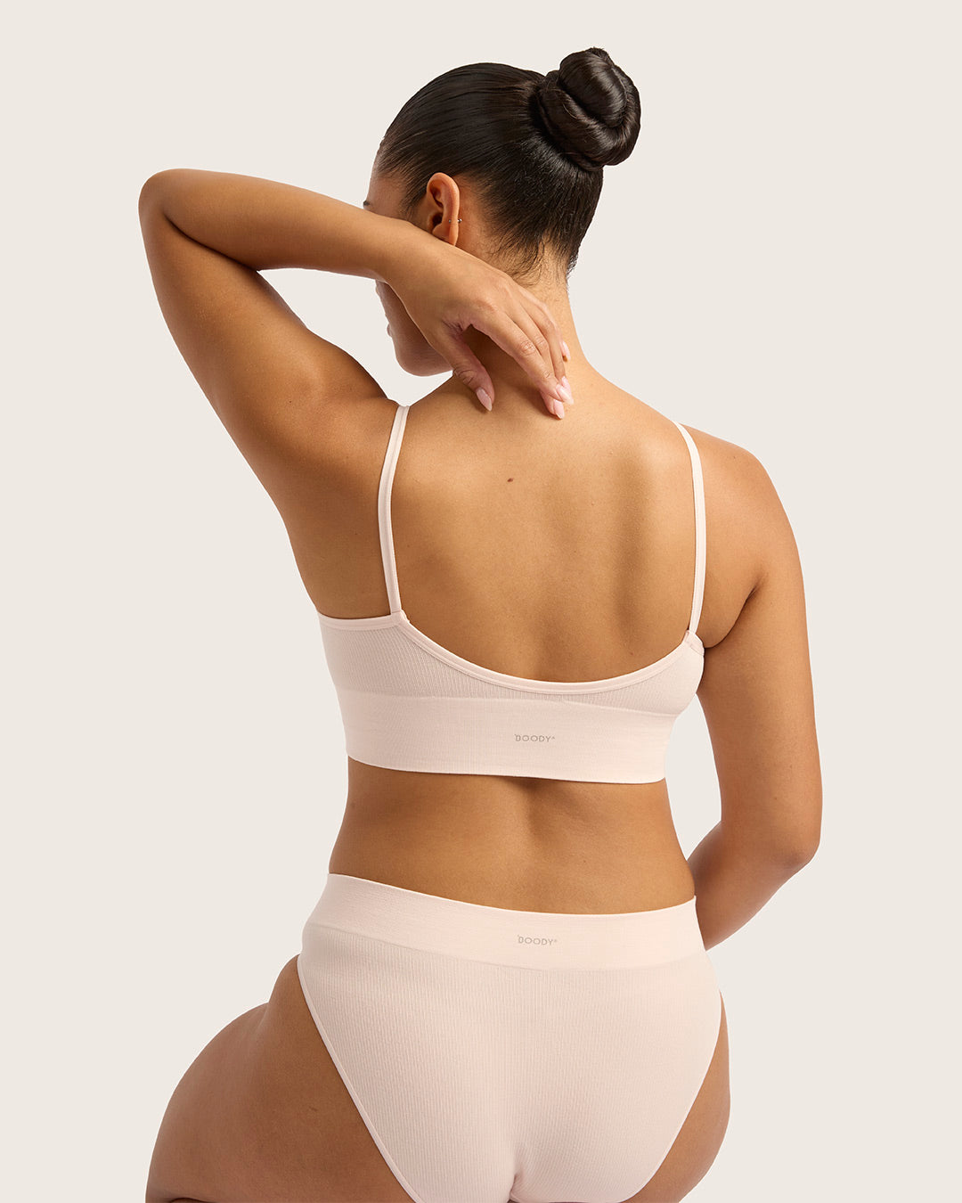 LYOLYTE Ribbed Low Back Bralette - Powder Pink