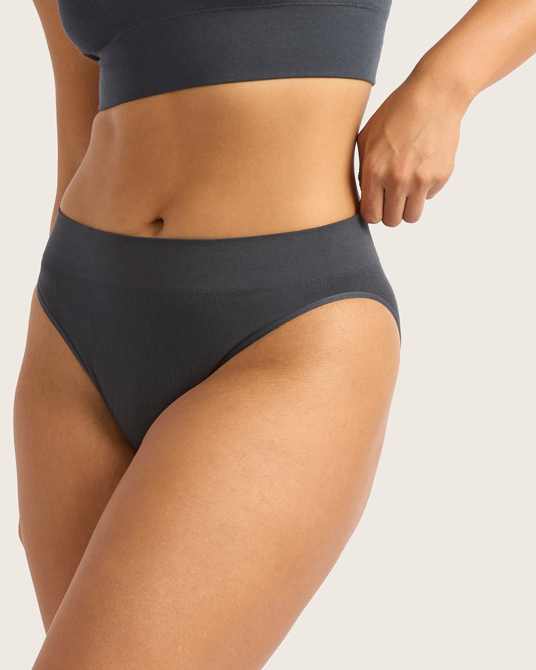LYOLYTE Ribbed High Leg Briefs - Storm