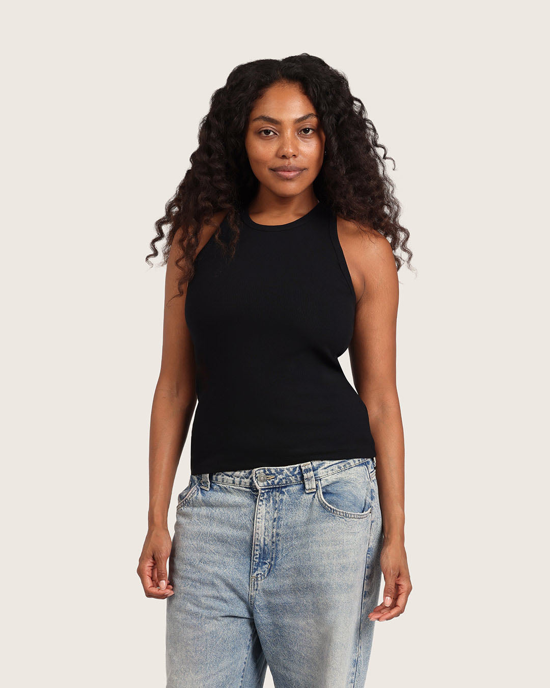 Women's Ribbed Racerback Tank - Black