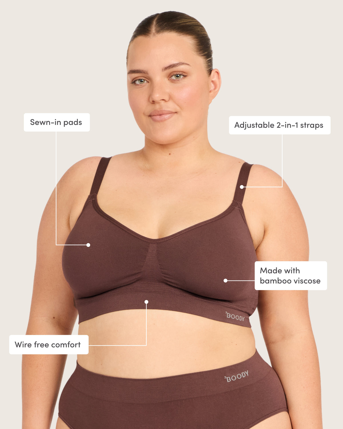 Wireless Full Bust T-Shirt Bra - Espresso