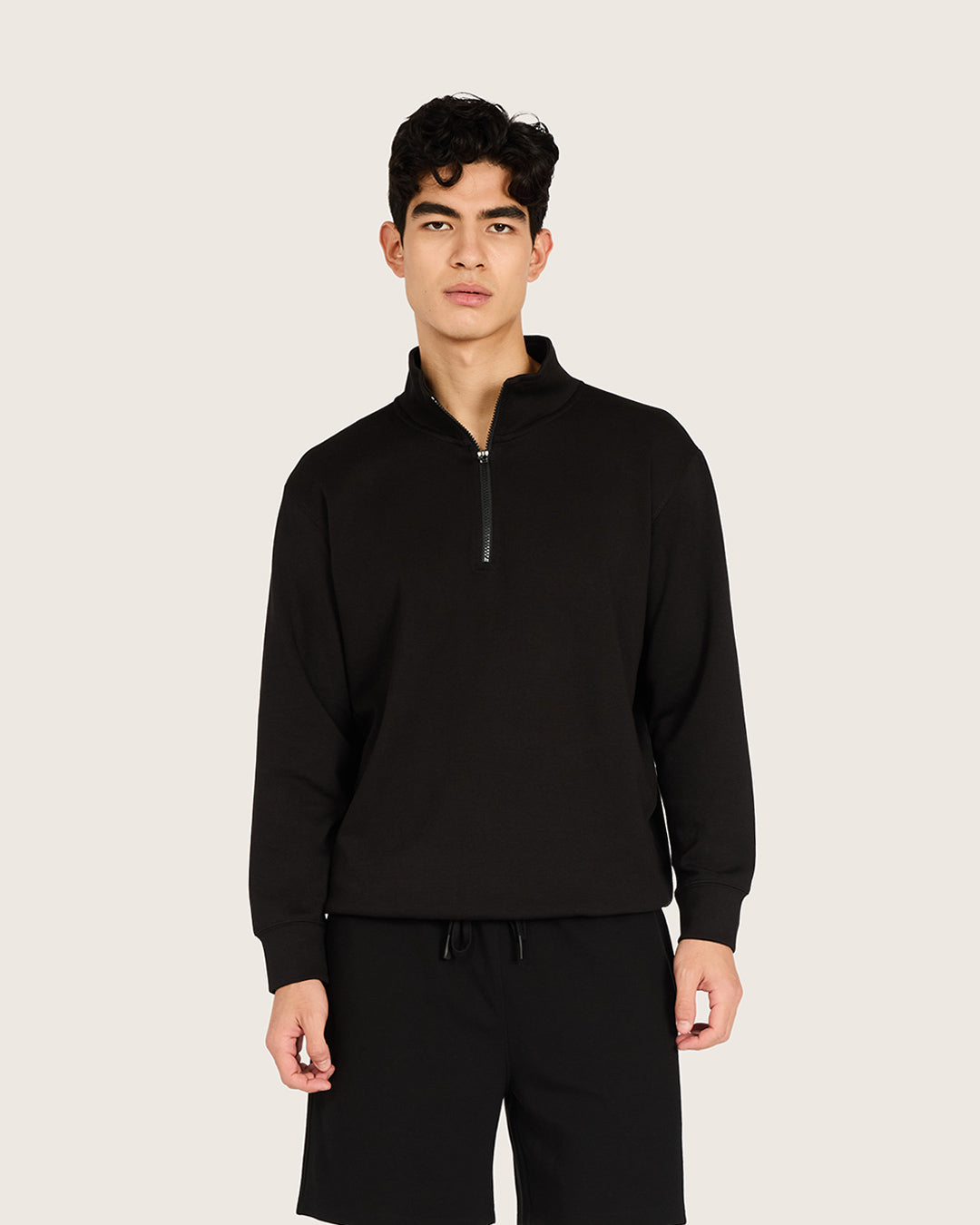 Men's Quarter Zip Sweater - Black
