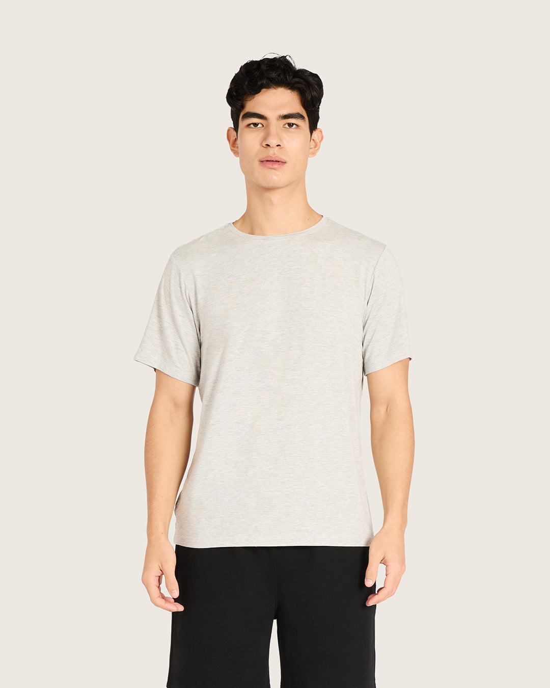 Men's Base Layer Crew Neck T-Shirt - Light Grey Marl