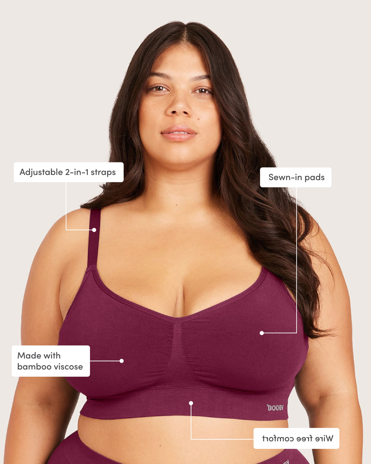 Wireless Full Bust T-Shirt Bra - BCAM Dark Pink