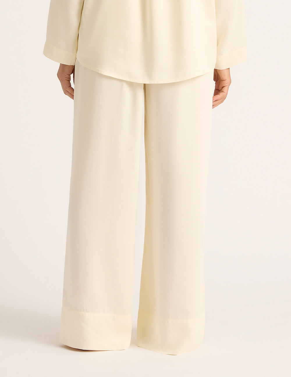 Vegan Silk Wide Leg Pants - Pearl