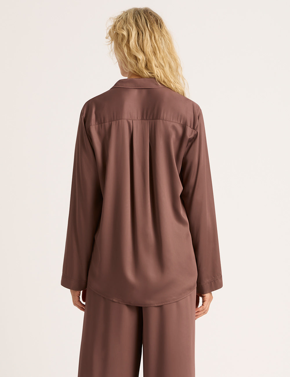 Vegan Silk Long Sleeve Shirt - Garnet
