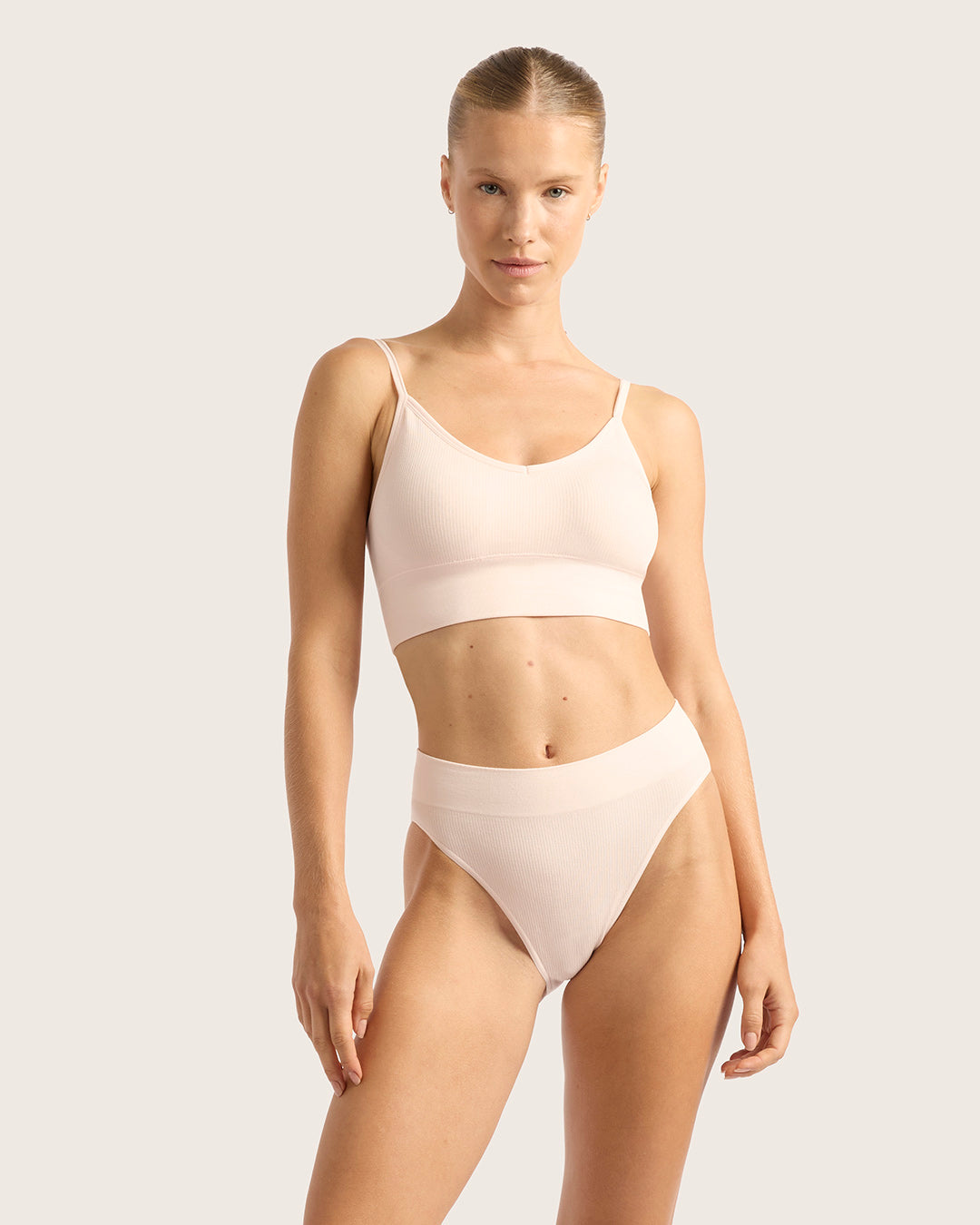 LYOLYTE Ribbed High Leg Briefs - Powder Pink