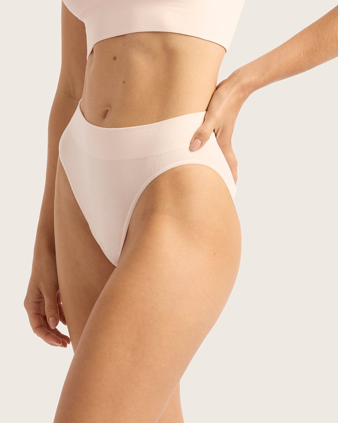 LYOLYTE Ribbed High Leg Briefs - Powder Pink