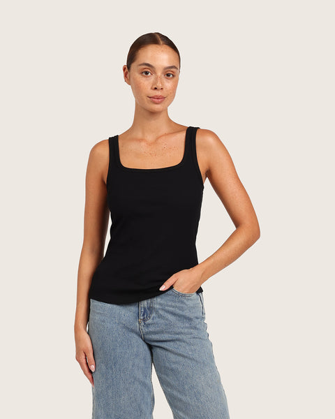 トップス ANDMARY Cotton ribbon tank black Shop The Cotton Rib Tank | Commonry