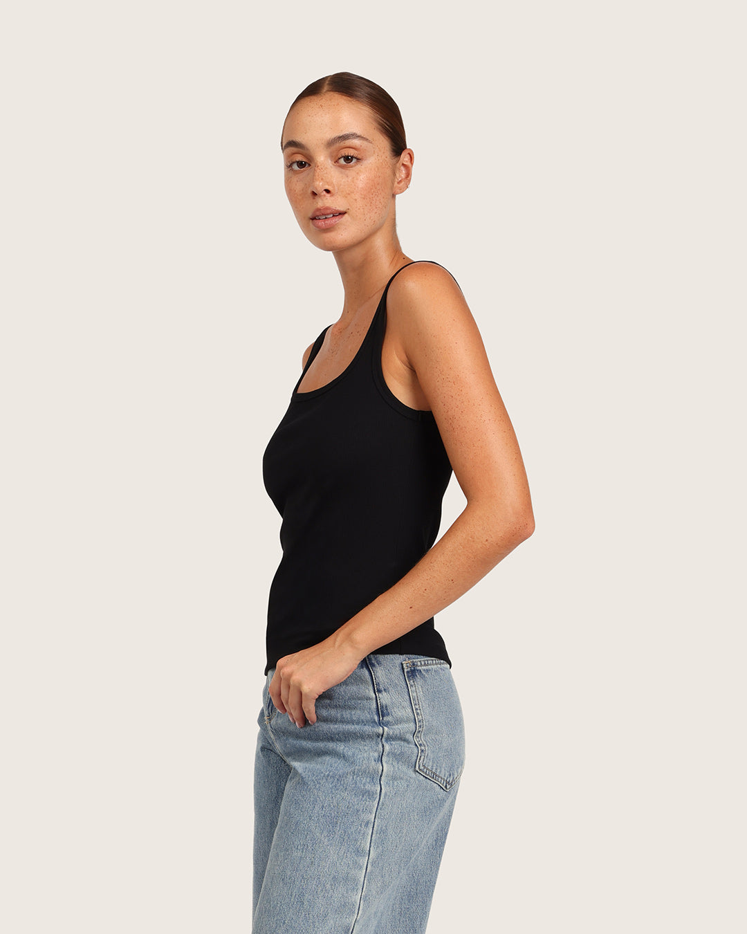 Women's Ribbed Tank Top - Black