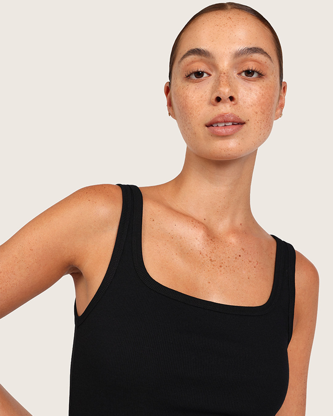 トップス ANDMARY Cotton ribbon tank black トップス Cotton ribbon tank andmary black COTTON RIB TANK | SOOT