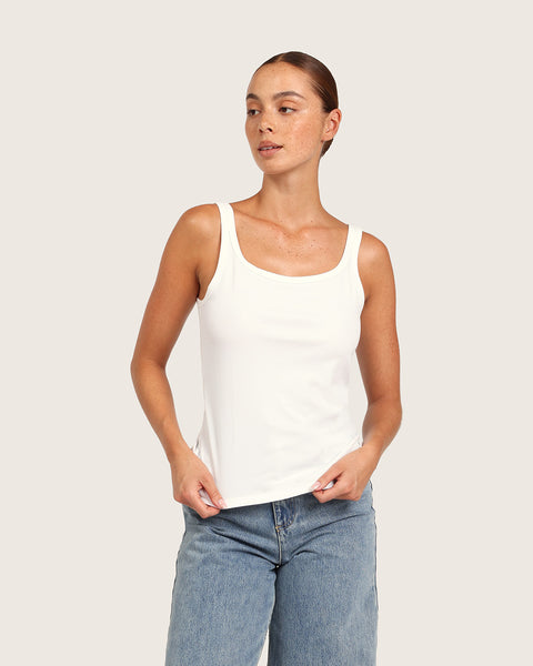 トップス ANDMARY Cotton ribbon tank ivory ANDMARY】Cotton ribbon tank