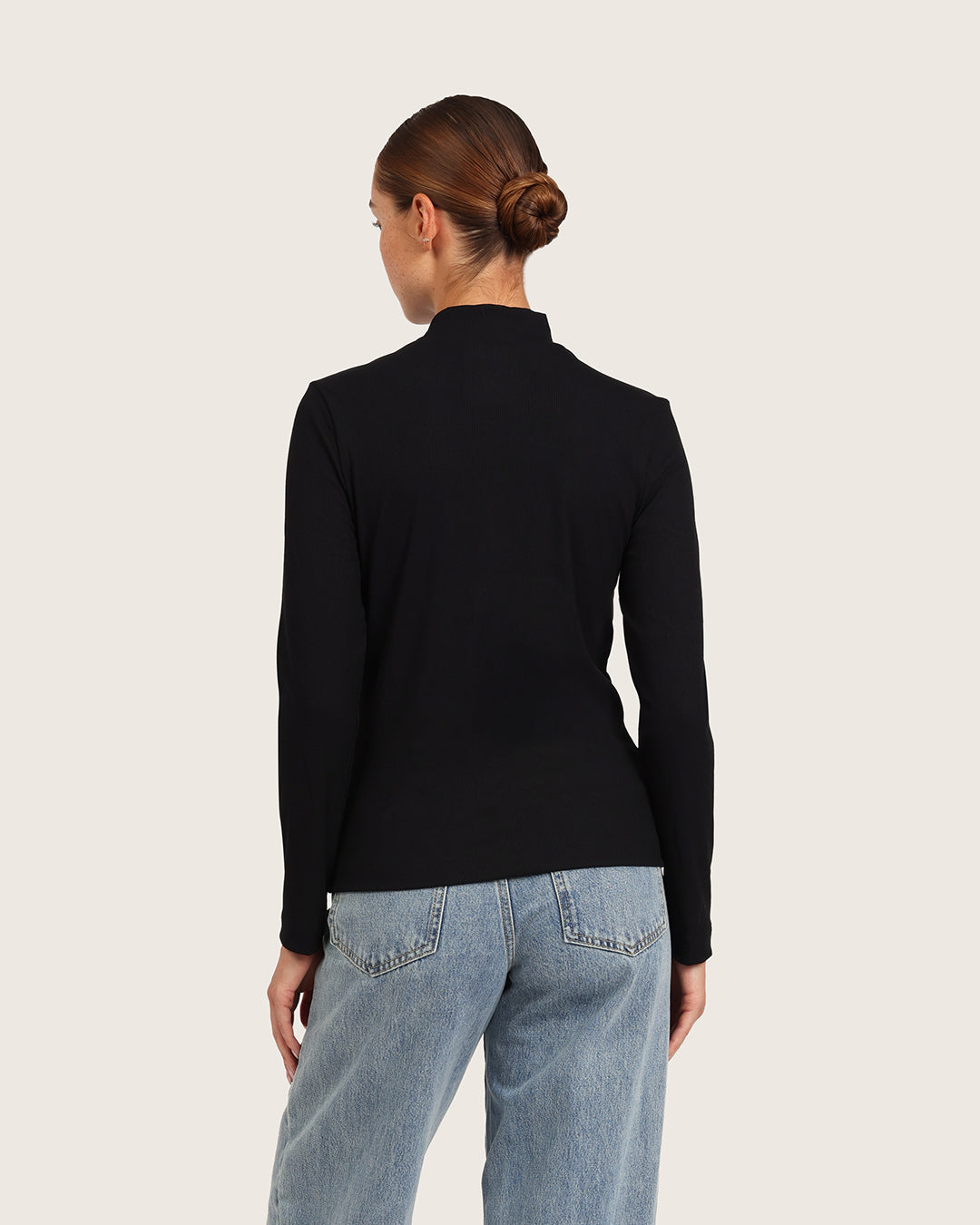 Women's Ribbed Turtleneck Top - Black