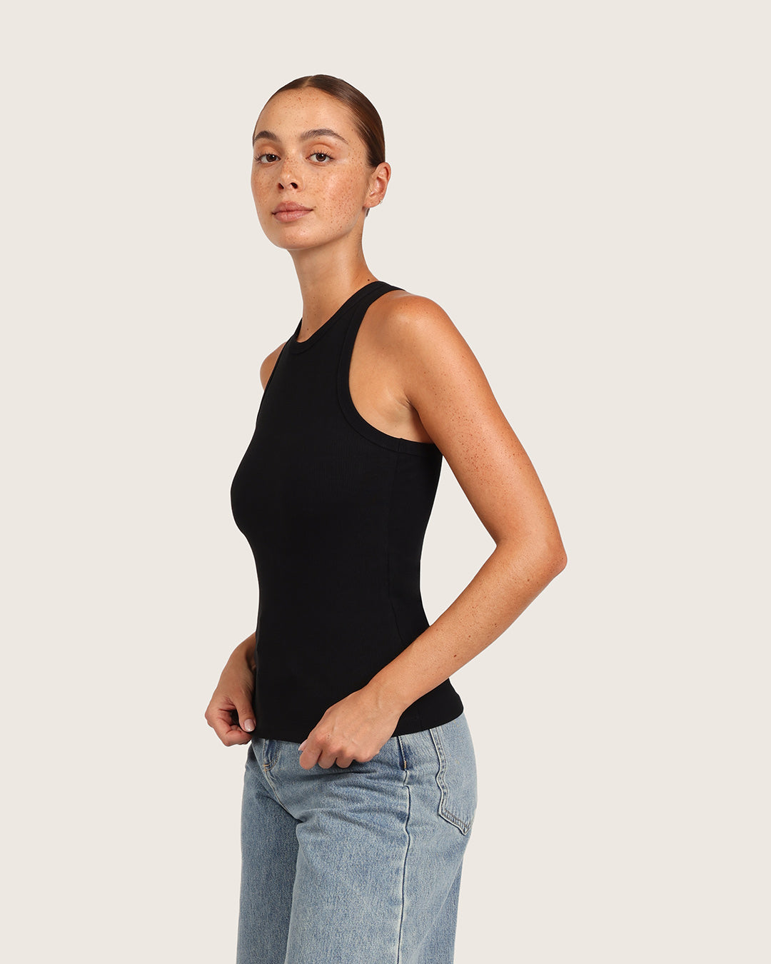 Women's Ribbed Racerback Tank - Black
