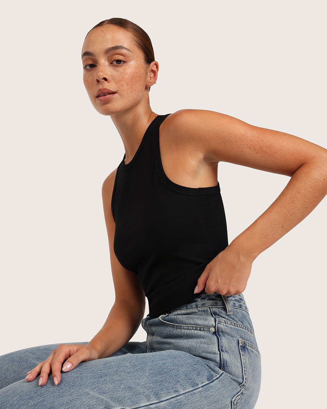 Women's Ribbed Racerback Tank - Black