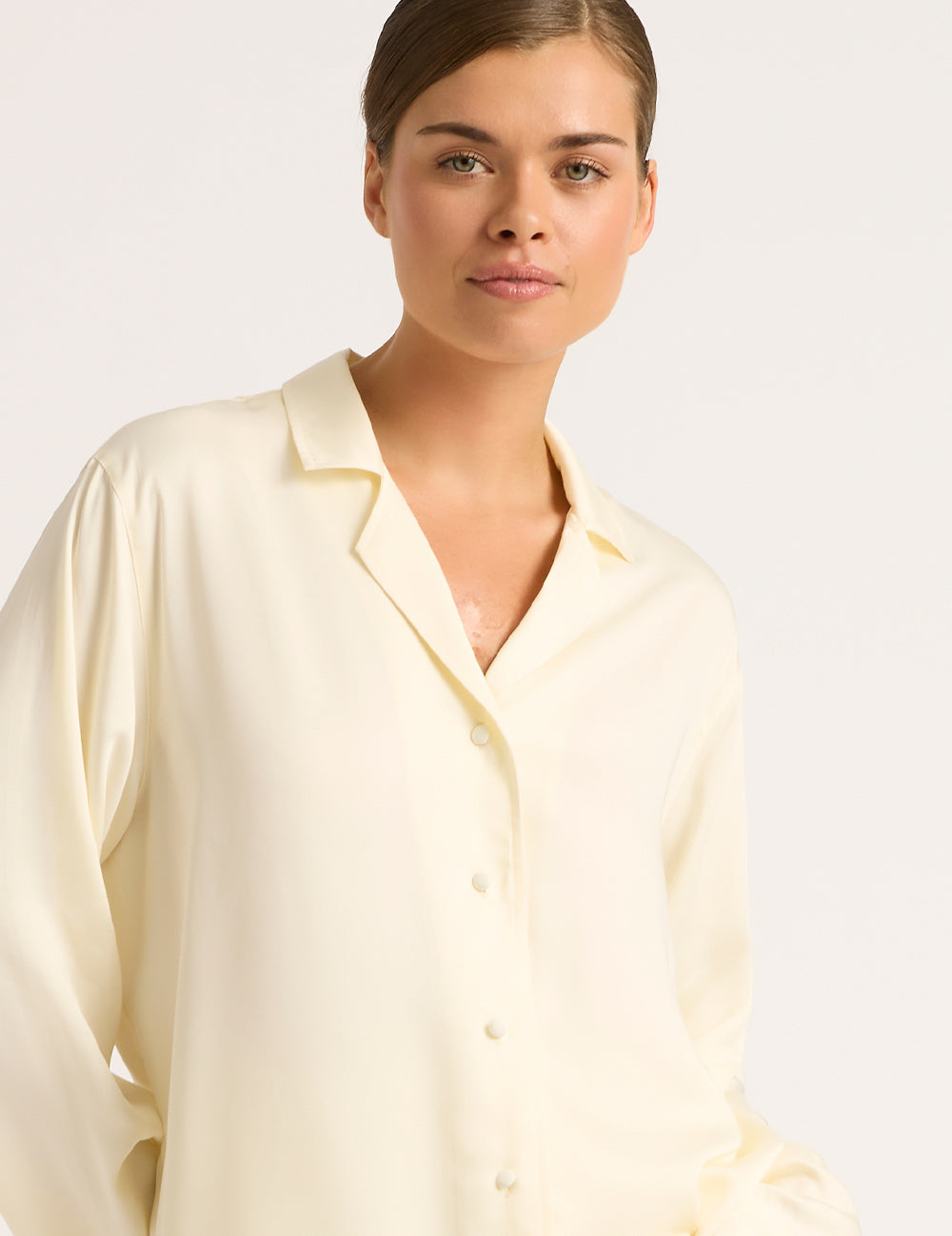 Vegan Silk Long Sleeve Shirt - Pearl