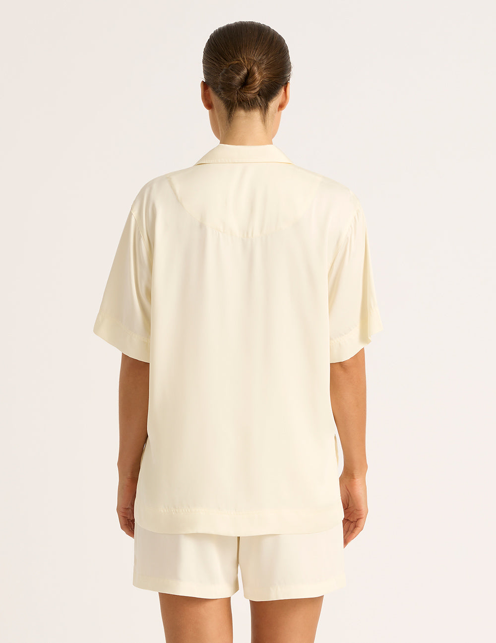 Vegan Silk Short Sleeve Shirt - Pearl